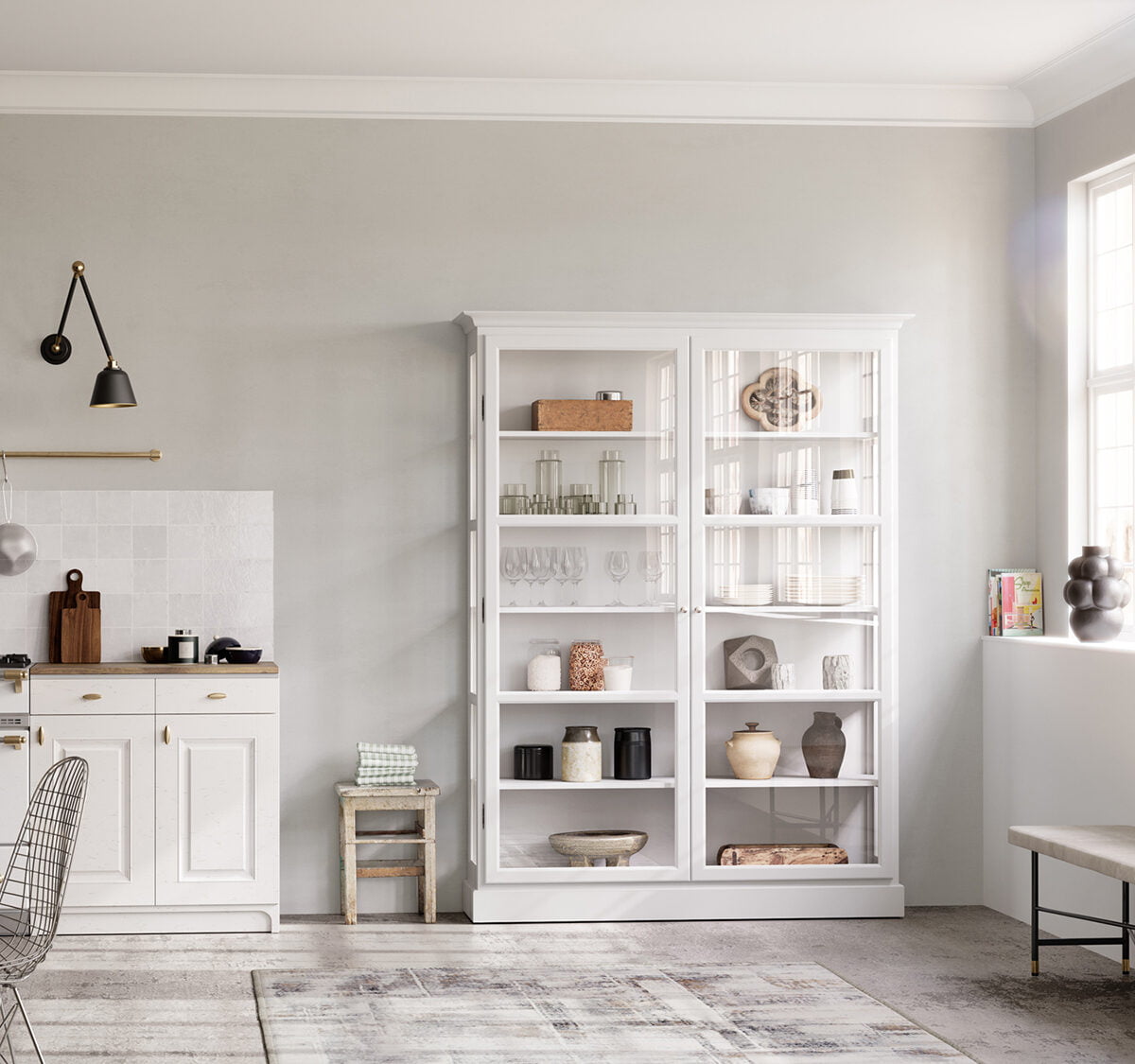 Lindebjerg Design Classic V1 hvid vitrineskab