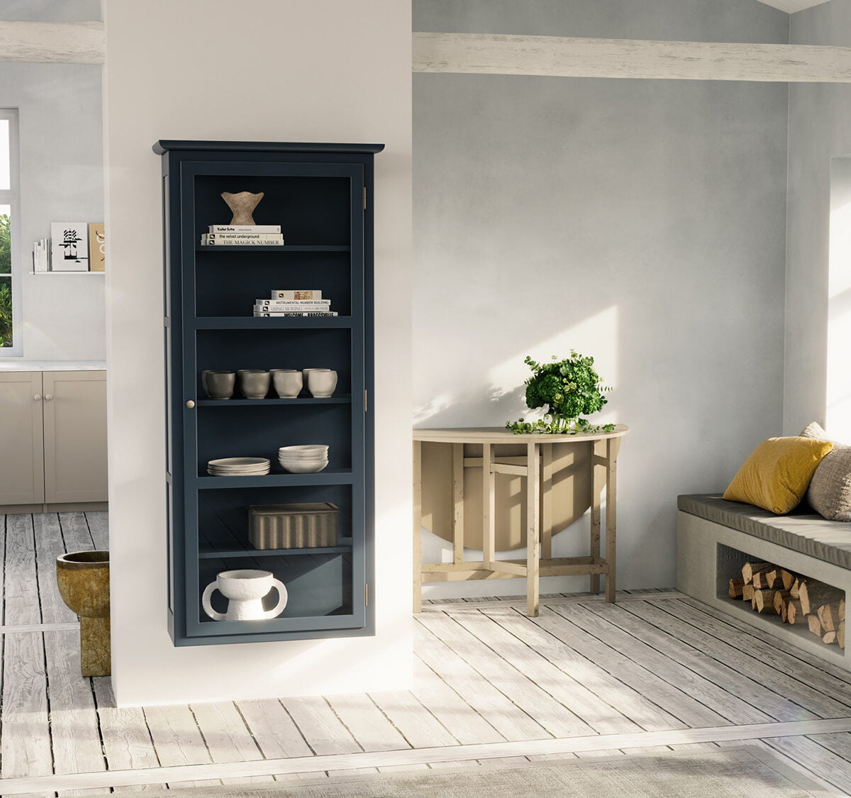 Lindebjerg Design Color V2 mørkeblå vitrineskab